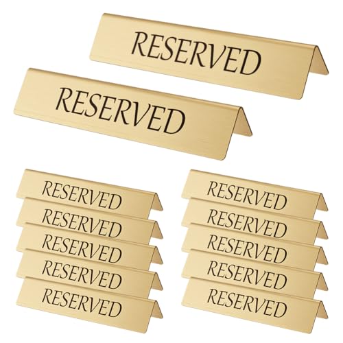 OLYCRAFT 12 Stück Goldene Tischschilder Aus Metall Reserviert Edelstahl Tischplatte Reserviert Goldenes Reservierungsschild Für Tische Zeltschilder Für Restaurant Hochzeit 15x3.8x3.2cm