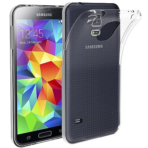 Shock Absorbing Clear Soft Slim Fit Shockproof TPU Lightweight Thin Transparent Cover Case Compatible with T-Mobile Samsung Galaxy S5 SM-G900T Phone