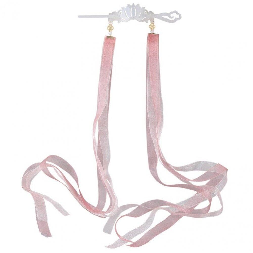 Casiler Women's Style2 Chinese Hairpin Tiaras Set For Classic Silk Ribbon Hairpin Chopstick Girls Party Cosplay Headpiece Fairy Hair Jewelry