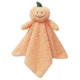 Doindute Baby Orange Pumpkin Soft Stuffed Animal Security Blanket, Plush Pumpkin Character Lovey Blanket, Baby Shower/Nursery Gift, Cuddly Newborn, Infant, Toddler Snuggle Blankie for Boys Girls, 14'