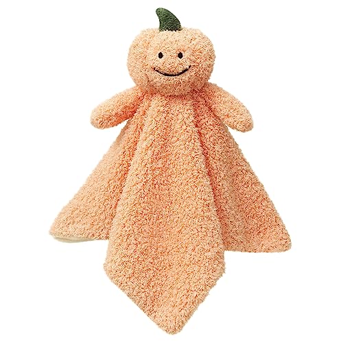 Image of Doindute Baby Orange Pumpkin Soft Stuffed Animal Security Blanket, Plush Pumpkin Character Lovey Blanket, Baby Shower/Nursery Gift, Newborn Infant Toddler Snuggle Blankie for Boys Girls, 14 Inches