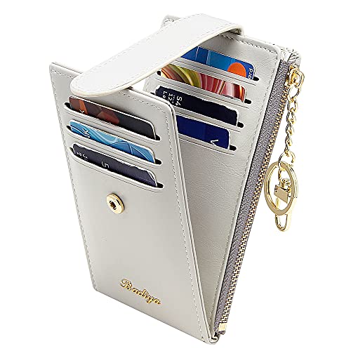 Image of Badiya Slim Women Wallet RFID Blocking Bifold Compact 9 Card Slots Holder Wallets Soft Leather with Zipper Coin Pocket 2 ID Window