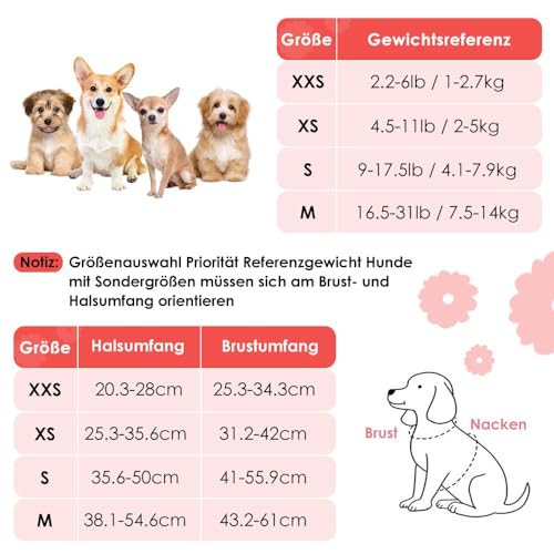 SlowTon Hundegeschirr mit Leine, No-Pull leichtes weiches Wildleder-Welpengeschirr mit Blumenmuster und Schnappschnalle, verstellbares Geschirr Hund für kleine und mittelgroße Hunde