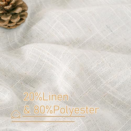 LAMIT 95 Inches Long Cream Linen Curtains for Living Room, Back Tab and Rod Pocket Linen Textured Curtains Light Filtering Boho Drapes for Bedroom/Dining Room, Set of 2, 52 x 95 Inch