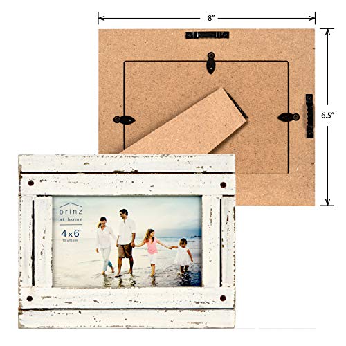 PRINZ Homestead 4-Inch by 6-Inch Distressed Plank Picture Frame, White - Thumbnail 4