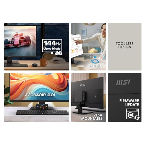 Image of msi PRO MP273L E14 27-inch IPS 1920 x 1080 (FHD) Gaming Office Monitor, 144Hz, Adaptive-Synch, HDR Ready, HDMI, VGA Port,VESA Mountable, Tilt, 4-Side Slim Bezel,1ms, Black