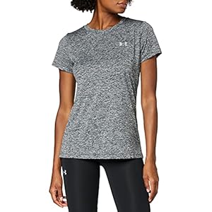Under Armour Women's Tech Twist T-Shirt , Black (001)/Metallic Silver , Large
