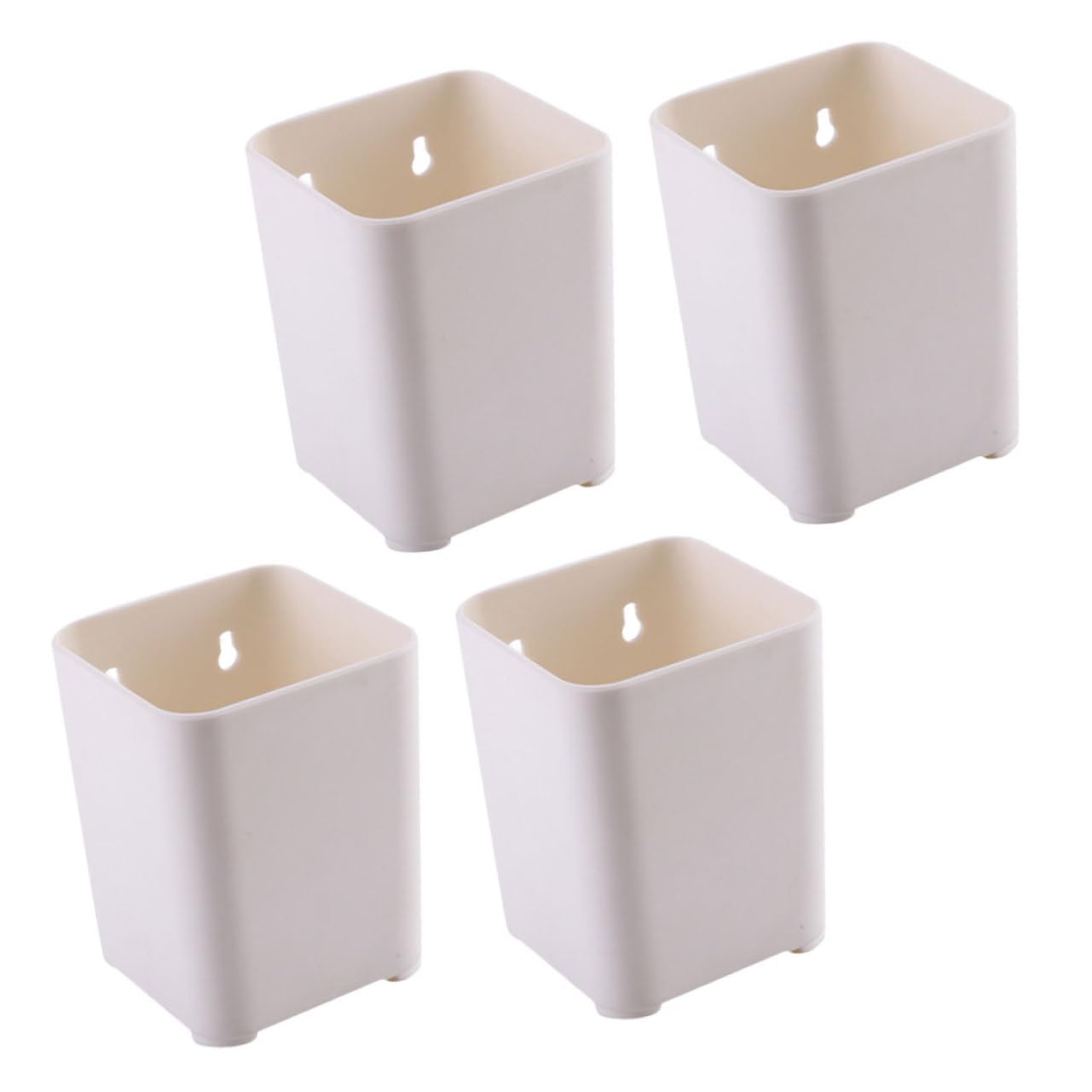 Organiseur de bureau pratique beige en plastique avec 4 pièces