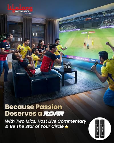 Image of Lifelong Electronics ROAR Projector with 2 Mics | Booming 20W Speakers | Cricket Commentary, Karaoke Party & Room Cinema | 1080P & 4K Ultra HD Support | All Android OTT Apps | Ultra Bright 150 inch Screen