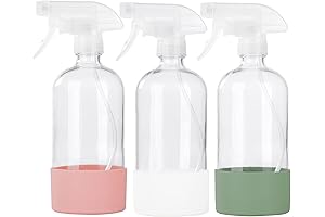 HOMBYS 16 oz Empty Clear Glass Spray Bottles with Silicone Sleeves