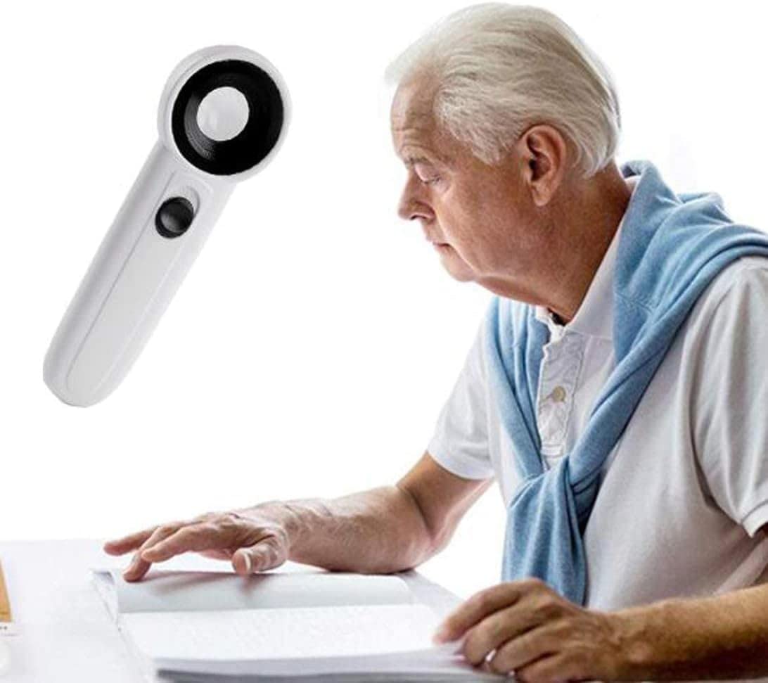 Lente d'ingrandimento, Lente d'ingrandimento a LED, Lente d'ingrandimento illuminata 40x Palmare con 2 luci a LED Lente d'ingrandimento Lente d'ingrandimento Lente in doppio vetro per anzian