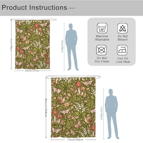 Rideau de douche champignon rustique 183x243 cm en polyester imperméable - 4
