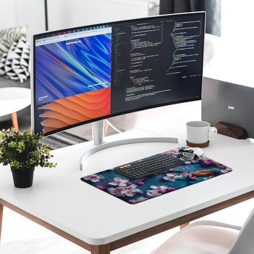 Tapis de souris caoutchouc imprimé fleurs bleu antidérapant pour ordinateur - 6