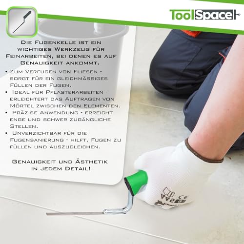 ToolSpace Stoßfugenkelle Schmal Rostfreie 6 mm Fugenkelle Edelstahl Fugeisen Fugen Mörtel Joint Trowel Putzkelle Schmal Ergonomisch Griff Renovierung Maurerarbeiten BAU Reparatur Fugkelle Made in EU