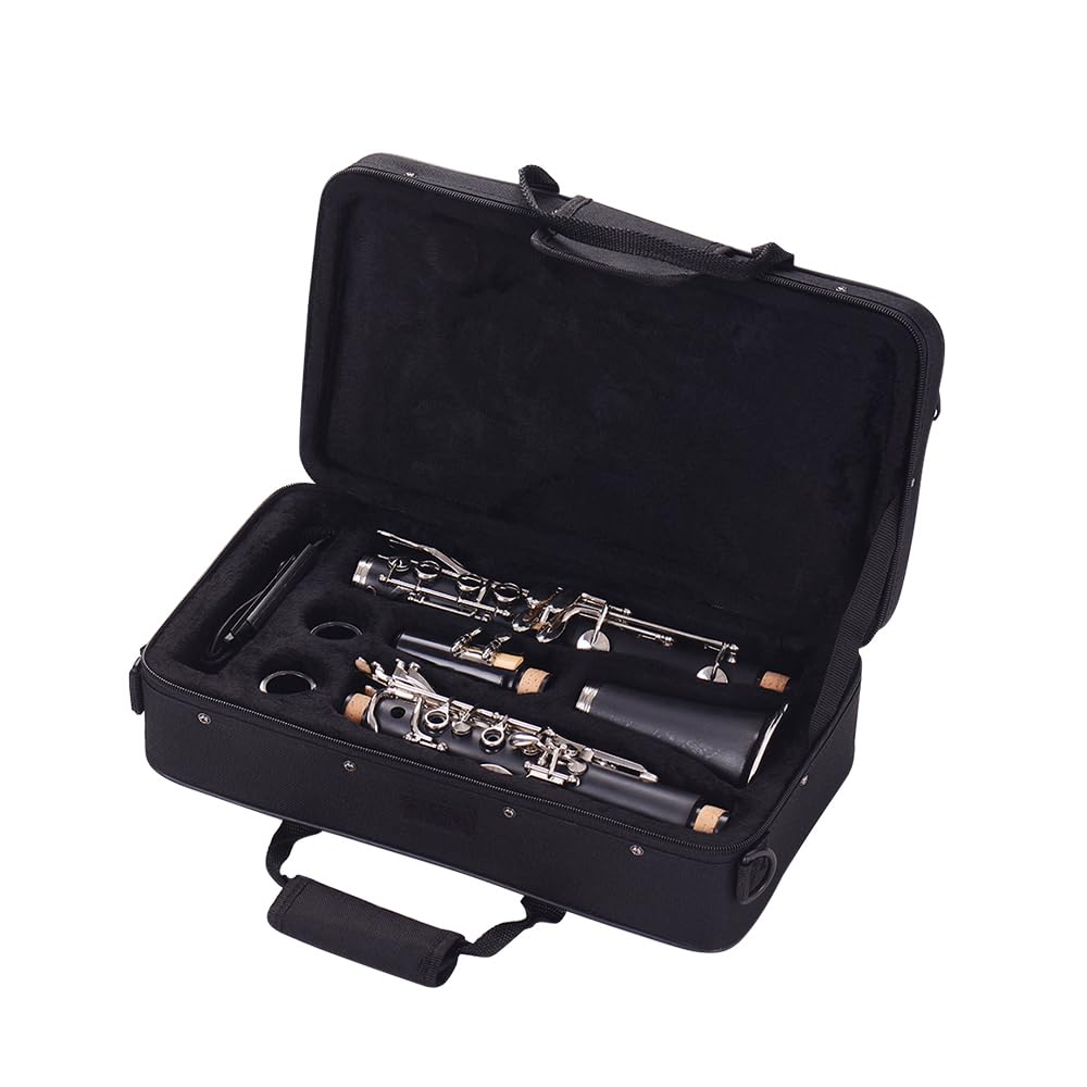 Clarinette ABS - Plate B, 17 clés soprano - Binoculaire - Avec chiffon de nettoyage, gants, 10 feuilles - Pour tournevis Reed Case - Instrument à vent en bois