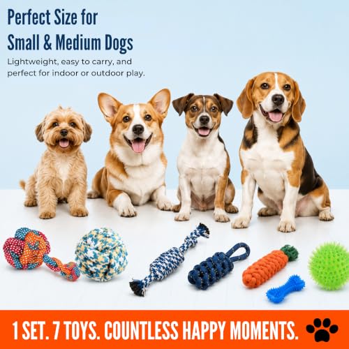 Image of Dog Rope Toys for Large /Medium Aggressive Chewers Tough Rope Chew Toy with Easy Hold Handle, Indestructible Natural Cotton Tug Rope (Dog Rope Toys Set of 6)