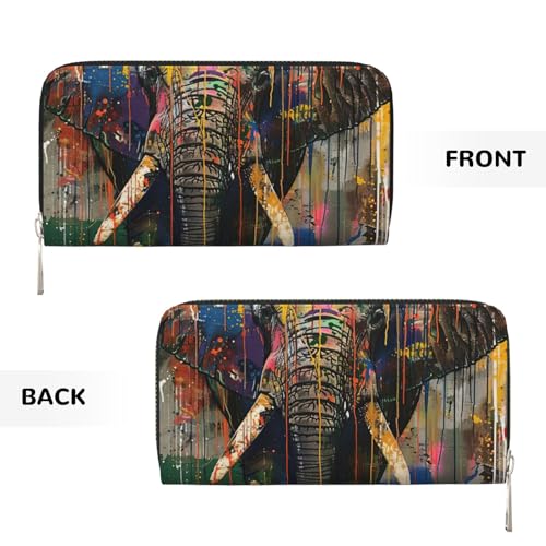 Elephant Print Womens Wallet, Ladies Credit Card Holder, Phone Wallet Purses, Long Clutch Hand Bag3