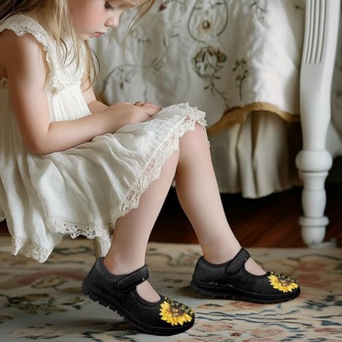 Girl's Plant Pattern Running Shoes Flat Non Slip Sports Shoes Comfort Mary Jane Shoes Magic Sticker Loafers3