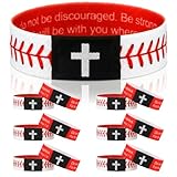 Landical 6/12 Pcs Softball Baseball Bible Verse Bracelets with NFC Technology for Women Men Teen Team Religious Christian Scripture Bracelet Tap-to-read with Phone Baptism Gift(12 Pcs,White,Baseball)