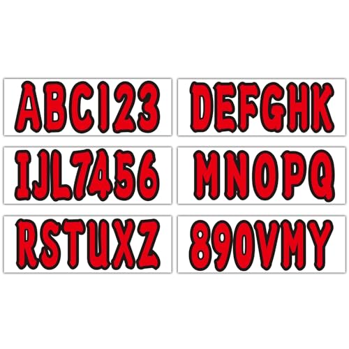 Image of 4 Sets 3 inch Marine Alpha-Numeric Registration Numbers and Letters Sticker Decal Kits for Boats & Personal Watercraft Red (Pack of 3)