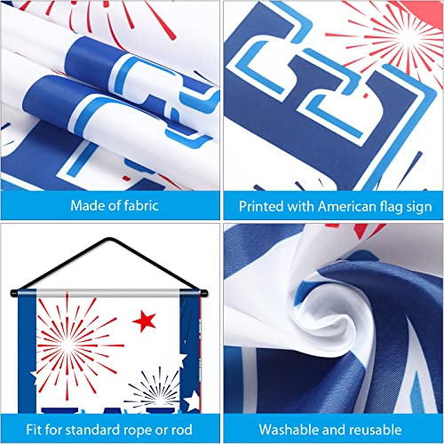 Image of Blulu 2 Pcs 4th / Fourth of July Banners Decorations for Outdoor Hanging Welcome Porch Sign Patriotic Independence Day Hanging Flag Memorial Day Banners Decorations for Party Door Home(Stylish Style)