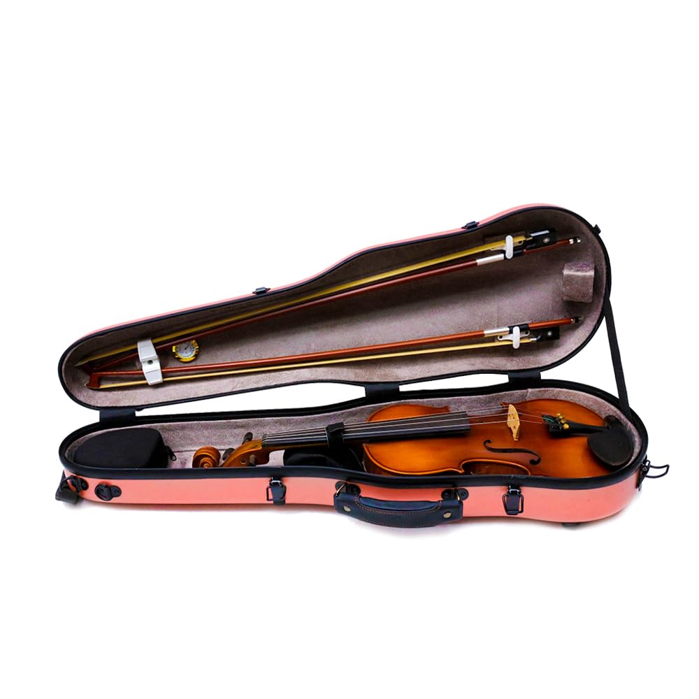 YoungMonic Violin Case 4/4 Full Size Carbon Fiber Box with Straps 2 Bows Holder Lightweight Violin Case Durable Carry Strong Violin Bags & Cases