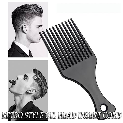 DAZISEN 2 Pcs Afro Hair Comb - Black Plastic Wide Tooth Smooth Afro Pick Comb Detangling Hair Comb for Curly, Wavy, Frizzy Hair for Men and Women