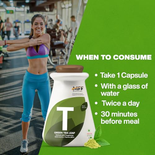 Image of MyFitFuel Green Tea Extract (90% Polyphenols, 42.5% EGCG) with Piperine 95%, (600mg), 90 Capsules