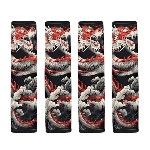 Image of AFPANQZ 2 Pack Seat Belt Pads Cover Cool Dragon Print Safety Seatbelt Shoulder Strap Covers Cushion Harness Pads for Car Bags Soft Comfortable Universal Fit for Truck Vans Sedans SUVs