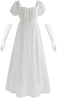 Victorian Dress for Women Regency Costumes Women Regency Dresses with White Wedding Gloves