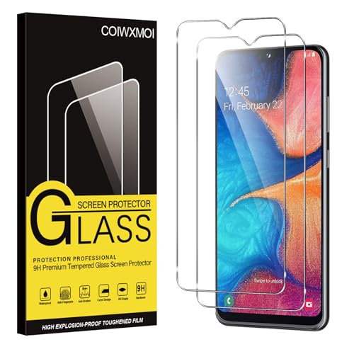 Coiwxmoi 2 Piezas Protector Pantalla para Samsung Galaxy A20e Cristal Templado Dureza 9H Antiarañazos Antihuellas Sin Burbujas Ultra HD Transparente Ultra Resistente Vidrio Película