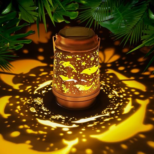 Riletese Dolphin Birthday Gifts for Women Mom Grandma, Solar Lanterns Outdoor Waterproof...