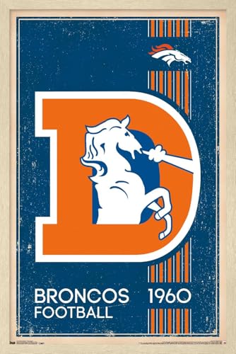Trends International NFL Denver Broncos - Retro Logo 14 Wall Poster, 22.4L x 14.7W, Blonde Framed Version