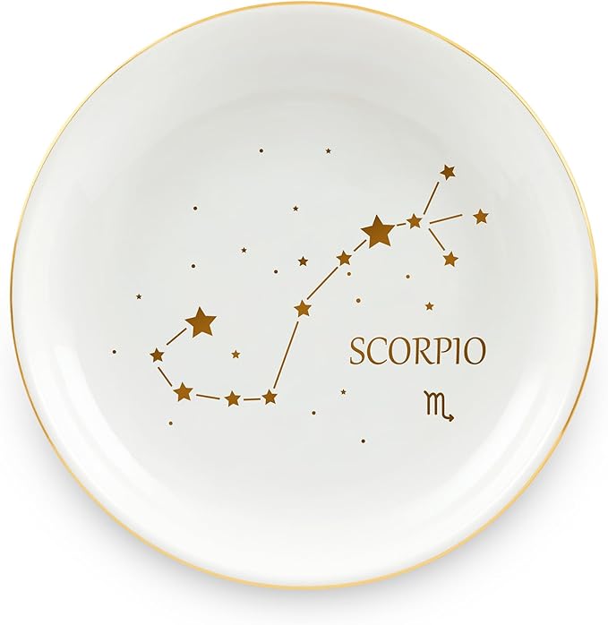 Homlouue Scorpio Zodiac Ring Dish - Birthday Gift for Women - Ceramic Astrology Sign Trinket Tray, Jewelry Holder - Constellation Gift for Best Friends