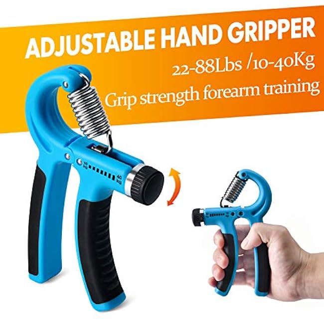 Grip Strength Trainer 7 Pack Adjustable, Finger Stretcher Resistance Extensor Bands, Finger Exerciser, Hand Gripper Strength Ring & Stress Ball