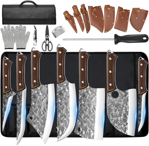 Amazon.com: DRAGON RIOT Chef Butcher Knife Set for Meat Cutting with ...