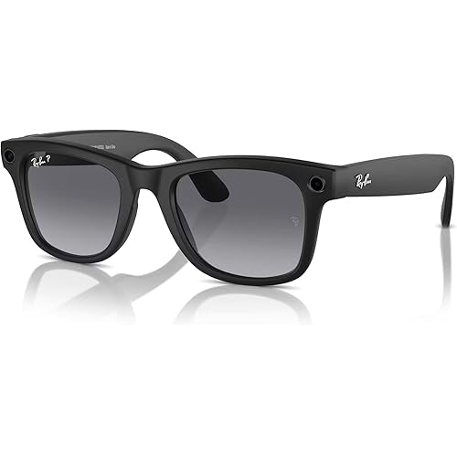 Meta Wayfarer Square Sunglasses, Matte Black/Polarized Gradient Graphite, Large