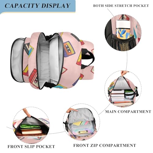 DOMIKING Music Tape Pink Kids Backpack for Boys Girls School Backpack for Preschool Elementary Laptop Backpacks Bookbag for Travel Work Women Men4
