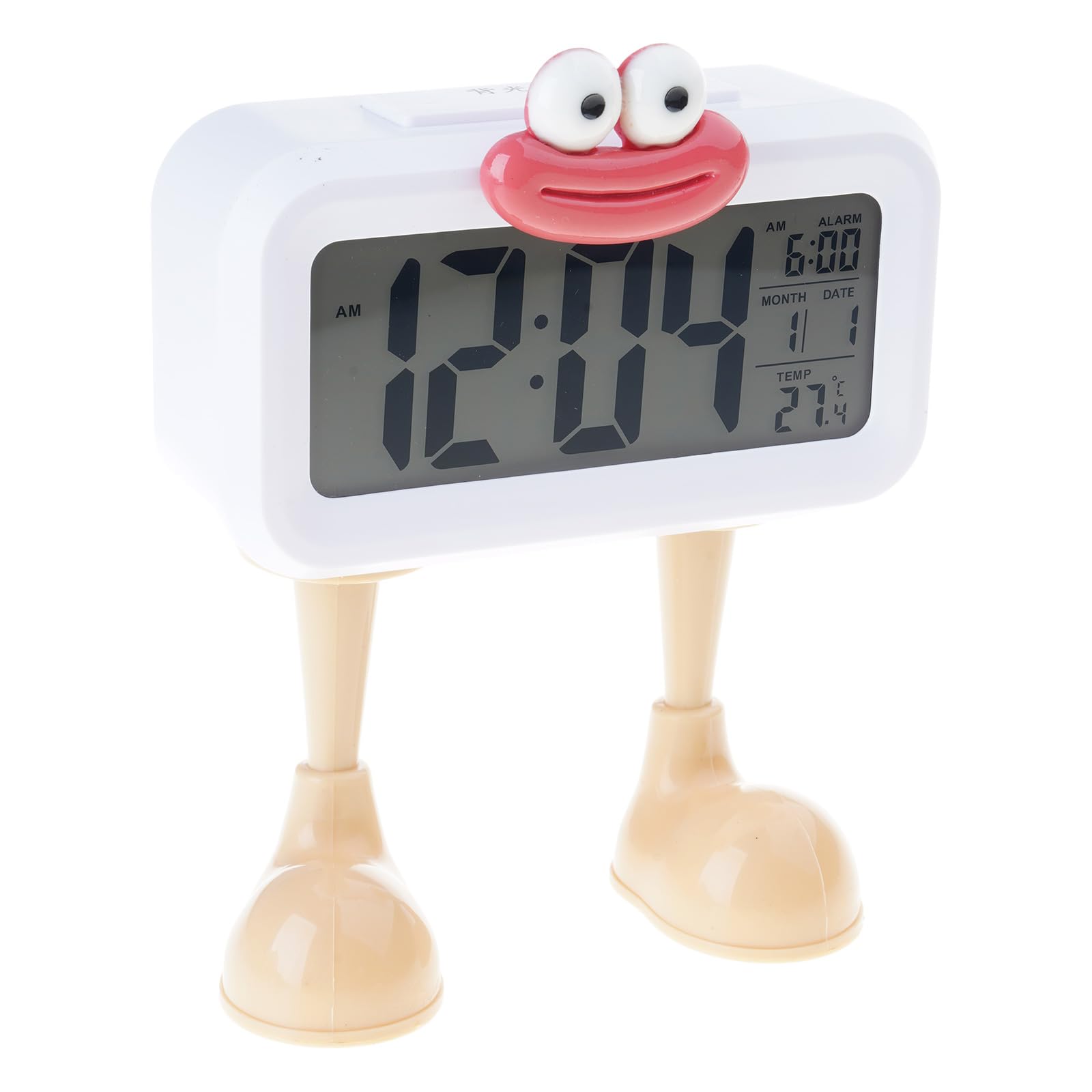 Msioytog Cartoon Sausage Lip LCD Display Desk Clock with Snooze Function Night Light Battery Operated Digital Alarm Clock Decors Sausage Lip Alarm