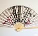 ORIWO Large 60 * 35 inches Oriental Decorative Wall Hanging Folding Fan in Red Plum and Black Bamboo pattern graphics design