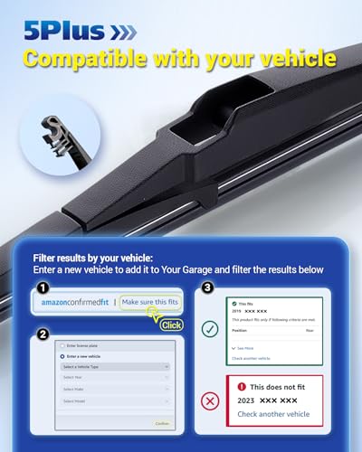 Image of 5 PLUS 8 inch Rear Wiper Blade Replacement for Toyota Prius C 2019-2012 /Lexus CT200h 2017-2011 /Scion xD 2014-2008 Rear Windshield Wiper Blade (8-A)