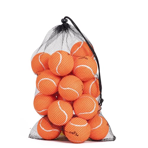 20 Packs Tennis Balls for Training and Pets High Elasticity Practice Tennis Balls with Mesh Bag for Transport and Beginner Exercise Durable Dog Playing Ball Set Multi-Pack Colored Balls Orange