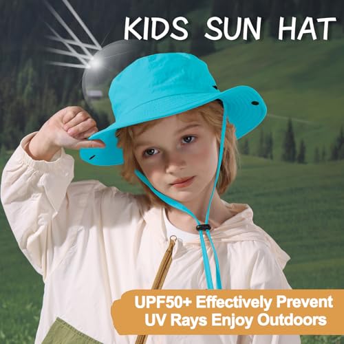 Image of Outdoor Kids Sun Hat UPF 50+ Quick Dry Foldable Bucket Hat Lightweight Adjustable Fishing Safari Hat for Girls and Boys