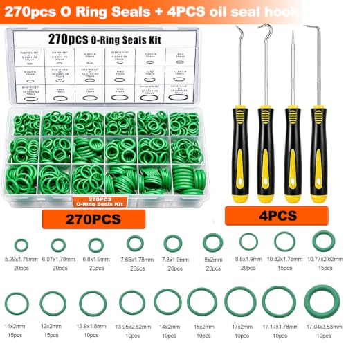 Image of Taiss 5 Set Car A /C Repair Kits,102PCS A /C Valve Core Kit+270pcs AC O-Ring Seals Kit+80pcs Valve Core Caps+45pcs A /C Compressor Seal Washers Kit+4PCS Remove Tool (501PCS)