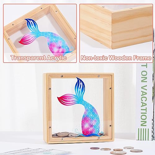 Image of MHJY Wooden Piggy Bank for Kids Personalizable DIY Coin Bank for Girls Boys