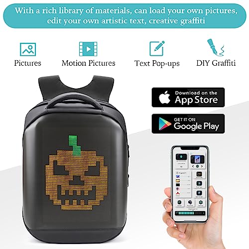 Led Backpack with Programmable Screen,HD Color Screen App Control 17 inches Laptop Backpack, Waterproof led bag, Travel, Motorcycle Backpack2