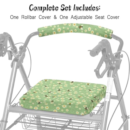 Image of Bee Rollator Walker Seat and Backrest Covers for Seniors Women Universal Walkers Seat Covers Green