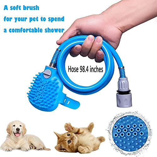 yufana Pet Shower Sprayer Bath Massage Brush,Dog Shower Sprayer Attachment Set Dog Wash with Hose and Shower Attachment Dog Shower Sprayer,for Pet Bathing Washing Outdoor Indoor(2.5 m,Blue) - Image 3
