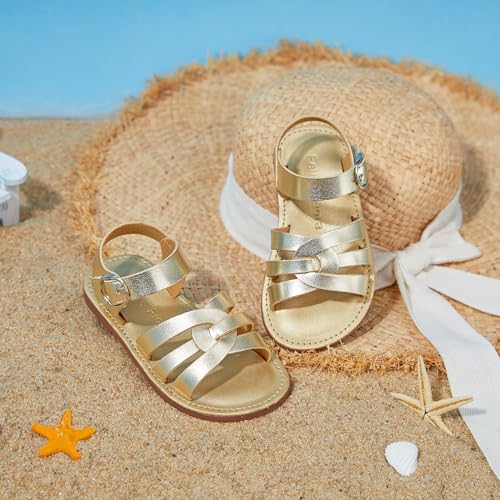Image of Felix & Flora Toddler Girl Sandals - Little Girl Easter Dress Shoes Lightweight Open Toe Beach Holiday Flats