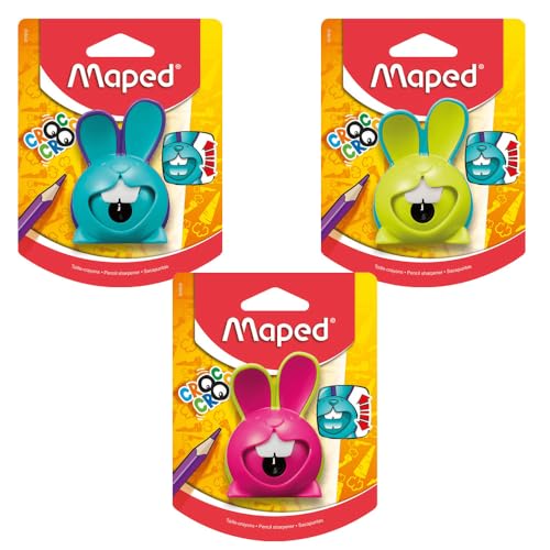 Image of Maped Croc Croc 1 Hole Pencil Sharpener for Kids|Smooth Sharpening|Mess-Free|Comfortable Grip for Easy Holding|Fancy Rabbit Style|Canister Stores the Dust|Long Lasting|Ideal for Daily Use|Pack of 1